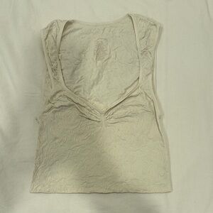 Free People Cream Textured Tank Top